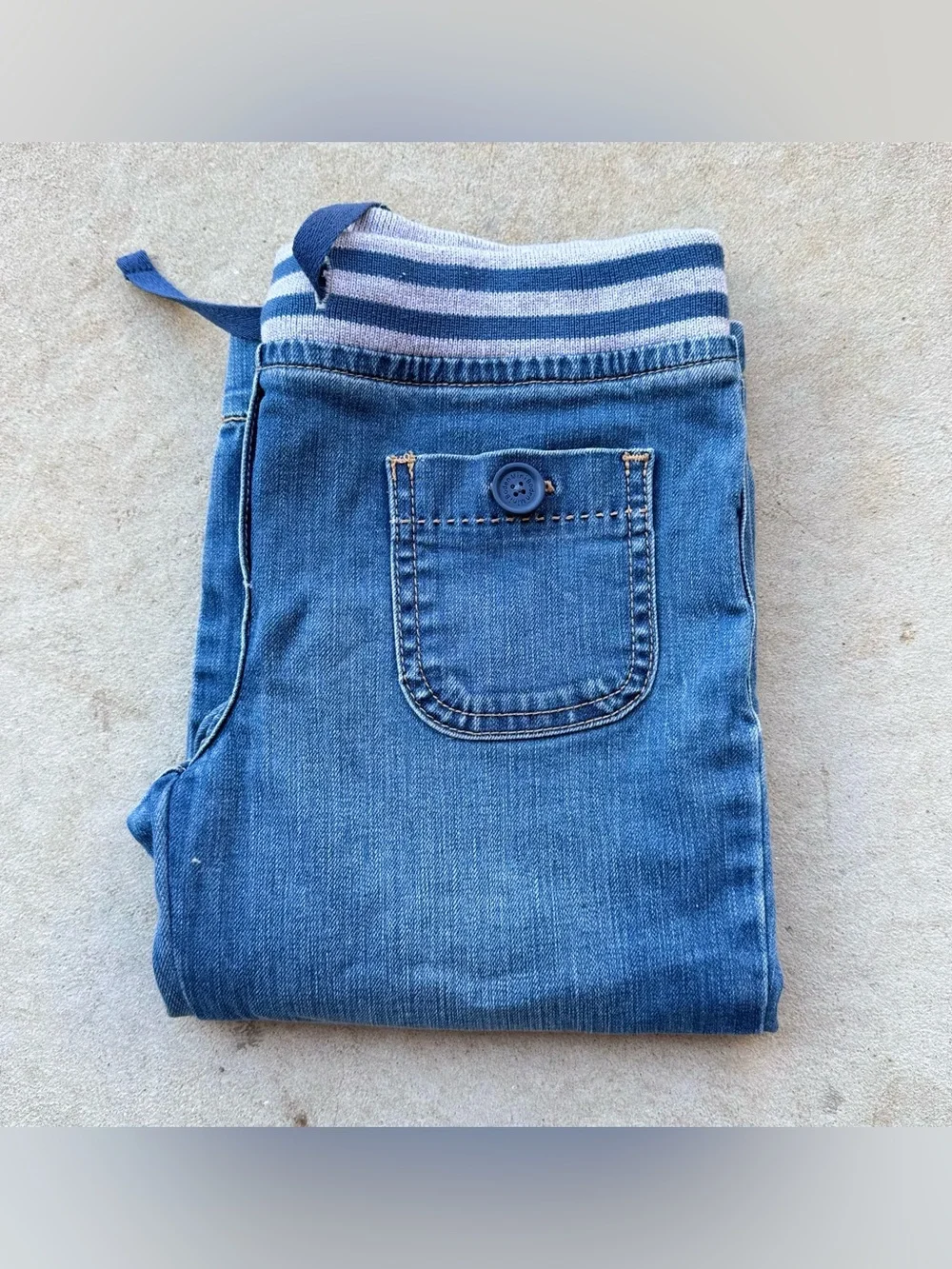 Mini Boden 10y Denim Jean Shorts Withed Ribbed Tie Waist